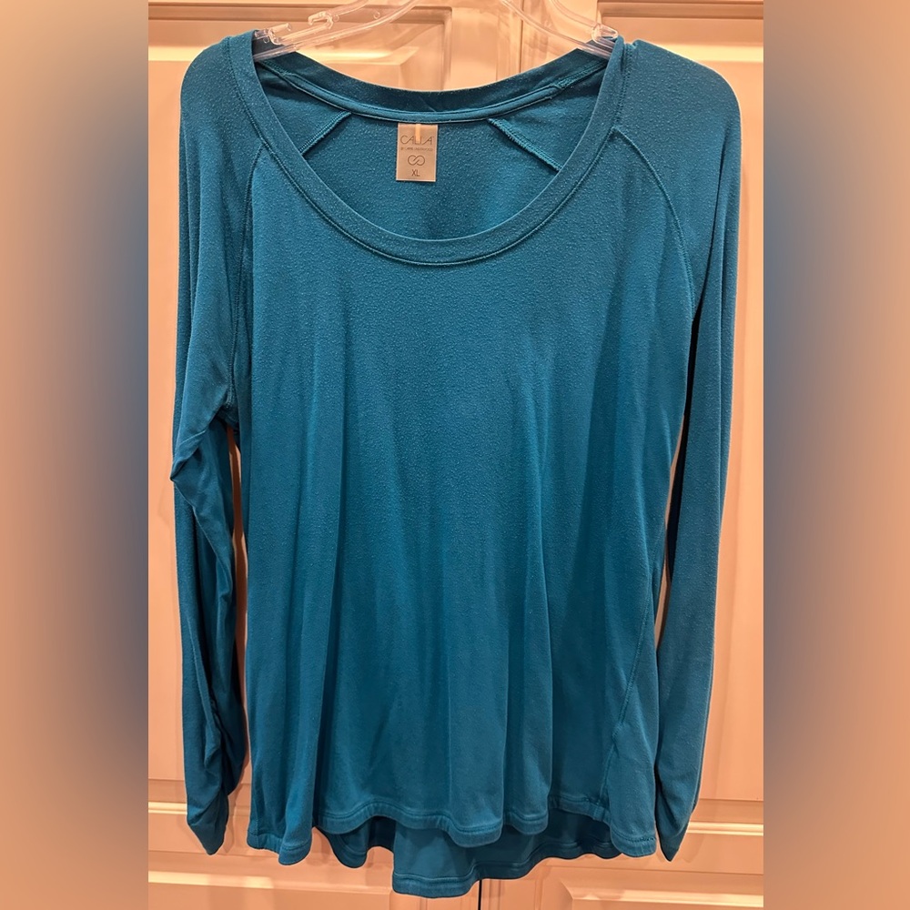 Carrie Underwood XL Ruched Sleeve Teal Athletic Top